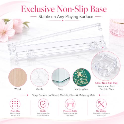 Clear Acrylic Mahjong Racks with Pushers, 4-Pack by ninja line — in use in a garden