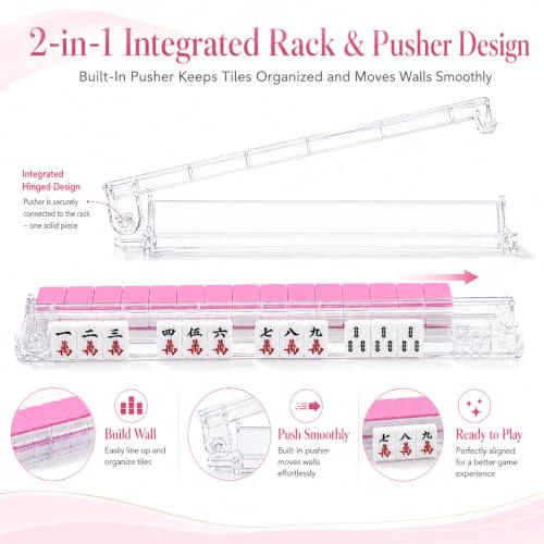 Clear Acrylic Mahjong Racks with Pushers, 4-Pack by ninja line — obstacles along the strap