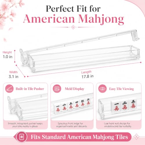 Clear Acrylic Mahjong Racks with Pushers, 4-Pack by ninja line — everything in the pack