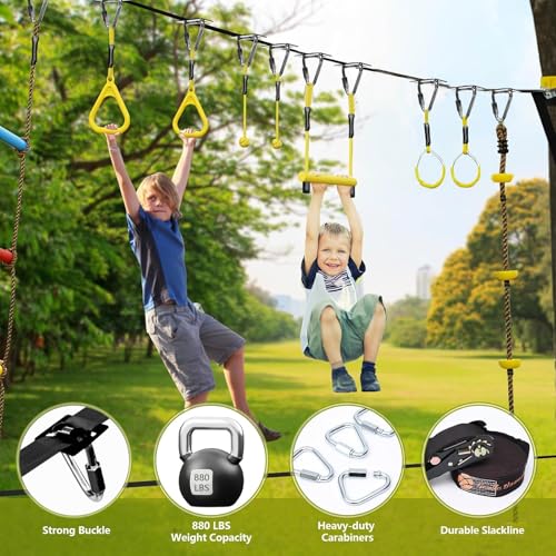 The 14-Station Line, 2x65 ft by ninja line — hardware and buckles