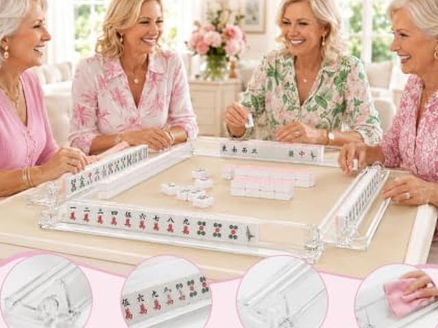 Friends around a table with clear ninja line mahjong racks